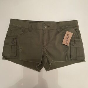 Grane Juniors Shorts 5 Olive Green Distressed Raw Hem New‎